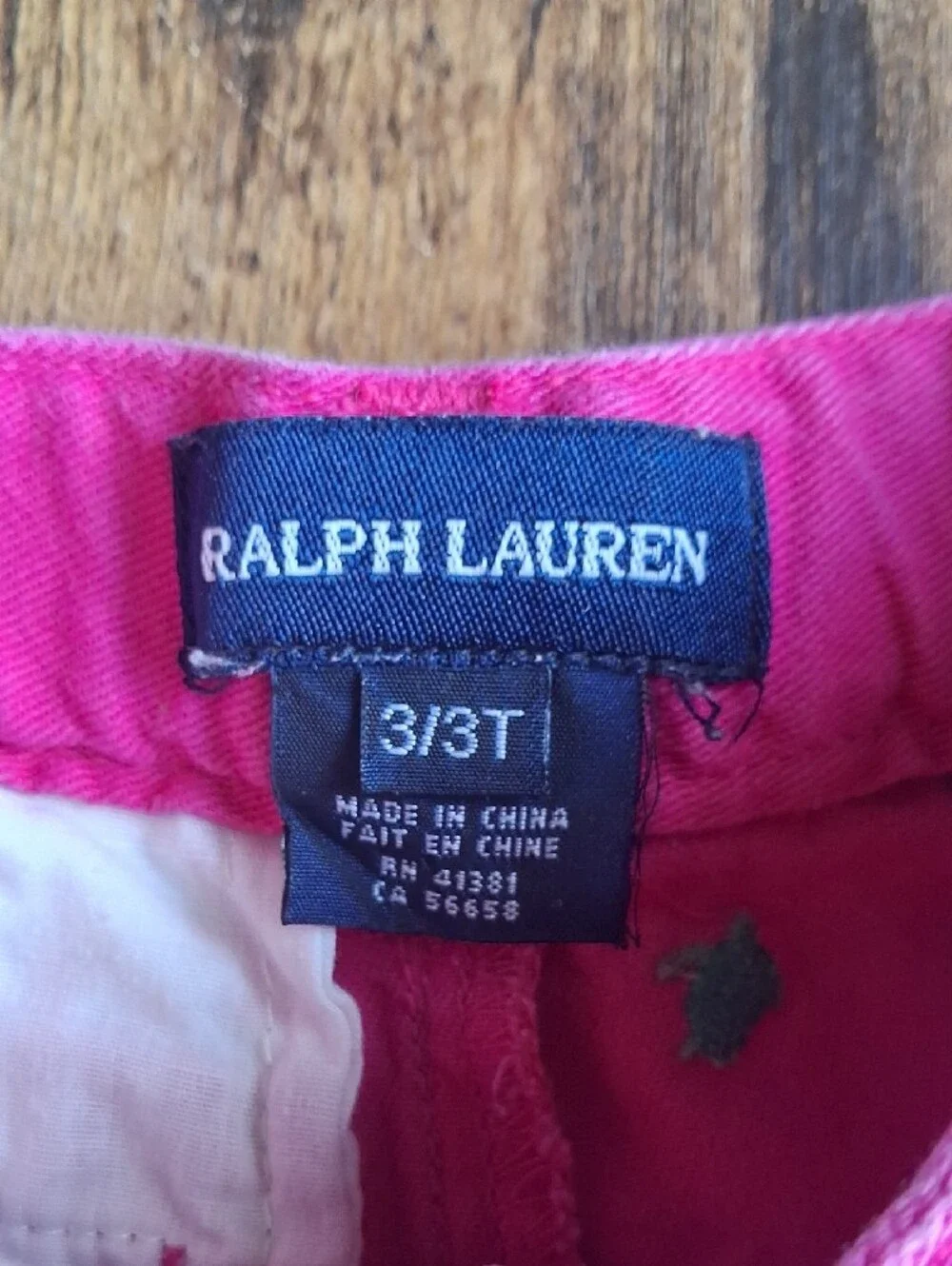 Ralph Lauren Bright Pink Cotton Shorts with Green Embroidery 3t